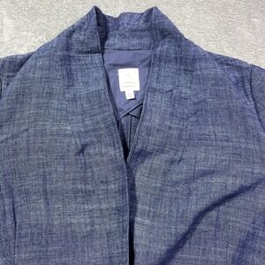 LC Lauren Conrad Blazer Women's XL Blue Single Button Front Ruched Sleeve Linen
